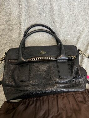 kate spade Black Pebbled Leather Satchel with Gold Hardware